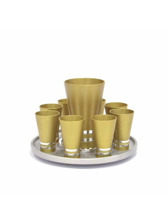 Ensemble de 6 ou 8 liqueurs d'or modernes en aluminium, cadeaux de mariage juifs, Israël