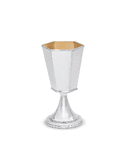 Sterling Silver Cup for Kiddush with Geometric Pat , Modern Kiddush Cu