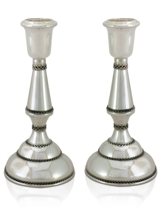 Sterling Silver & Filigree Rim Medium Candle Holde , Passover Gifts ,