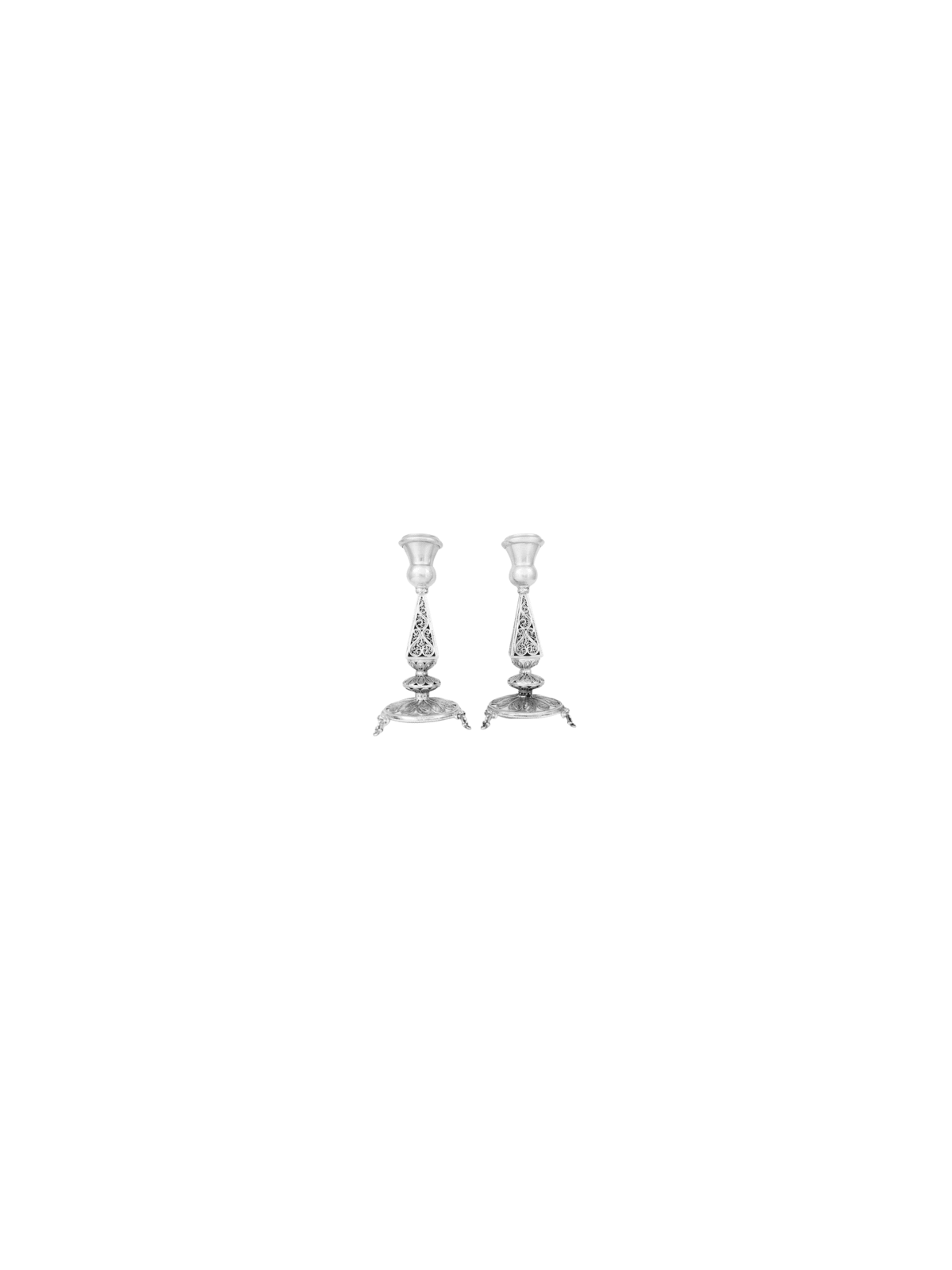 Chandelier triangulaire en filigrane Shabbat en argent pur, argent sterling C