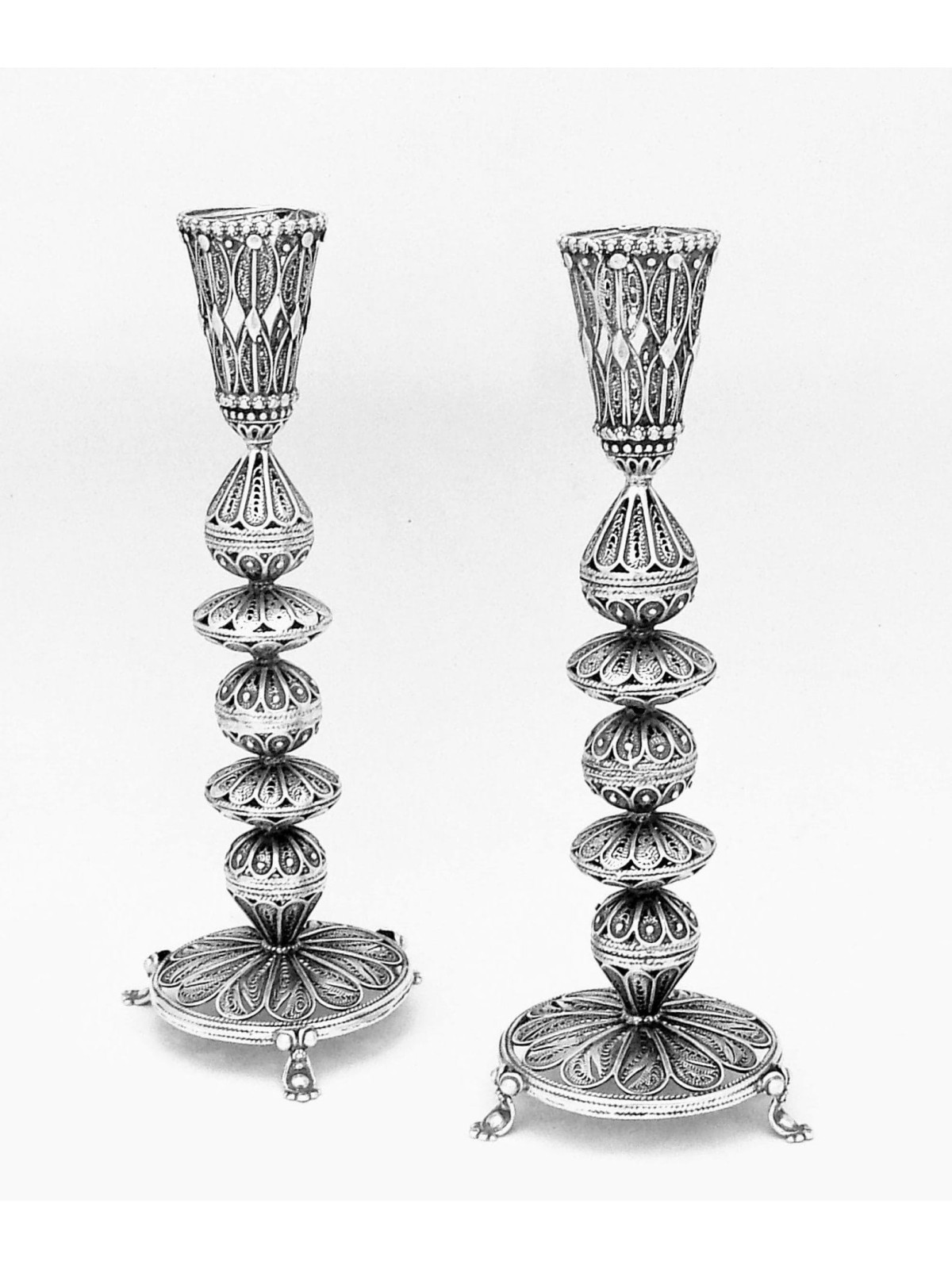 Bougeoir en filigrane en argent sterling fabriqué à la main, argent sterling C