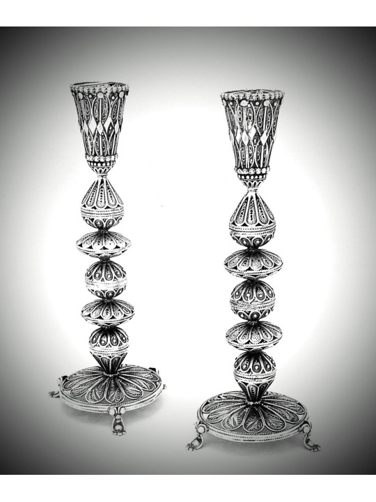Bougeoir en filigrane en argent sterling fabriqué à la main, argent sterling C