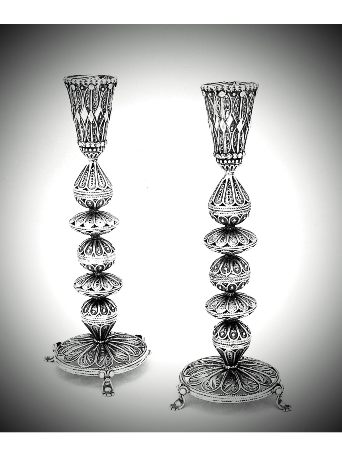 Bougeoir en filigrane en argent sterling fabriqué à la main, argent sterling C