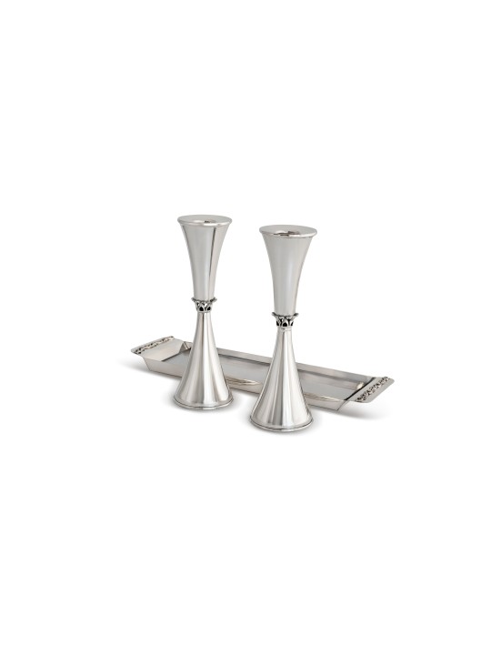 Traditional Sterling Silver Candlesticks with Fili , Passover Gifts ,