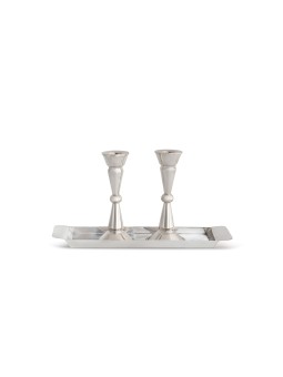 Modern Sterling Silver Candlesticks and Tray , Sterling Silver Candles