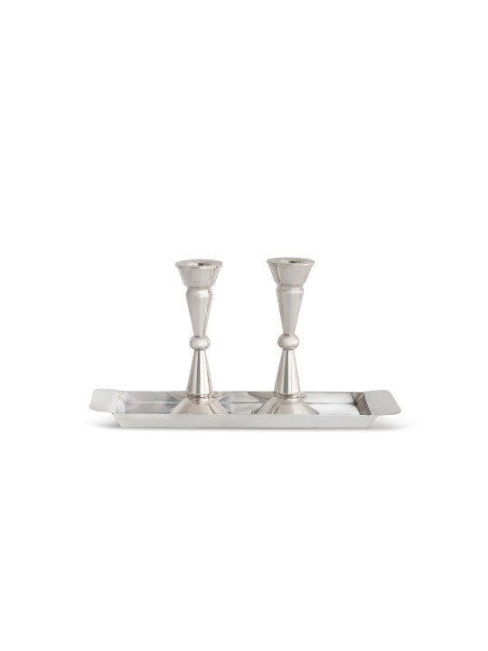 Modern Sterling Silver Candlesticks and Tray , Sterling Silver Candles