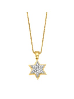 Grand pendentif Magen David en or 14 carats à deux couches avec R, cadeaux Tu B'Av, I