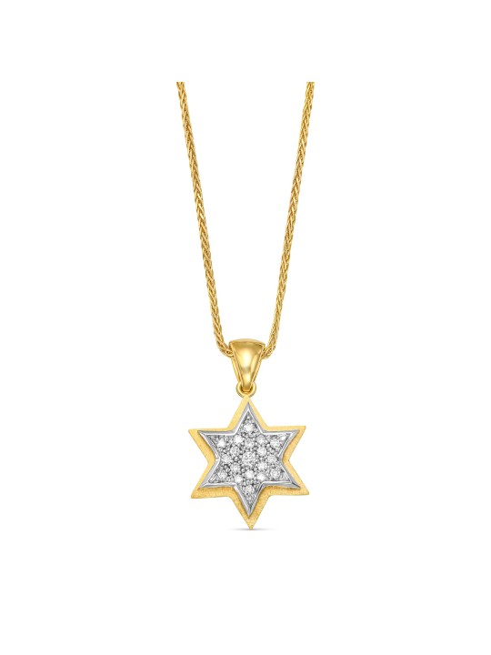 Grand pendentif Magen David en or 14 carats à deux couches avec R, cadeaux Tu B'Av, I