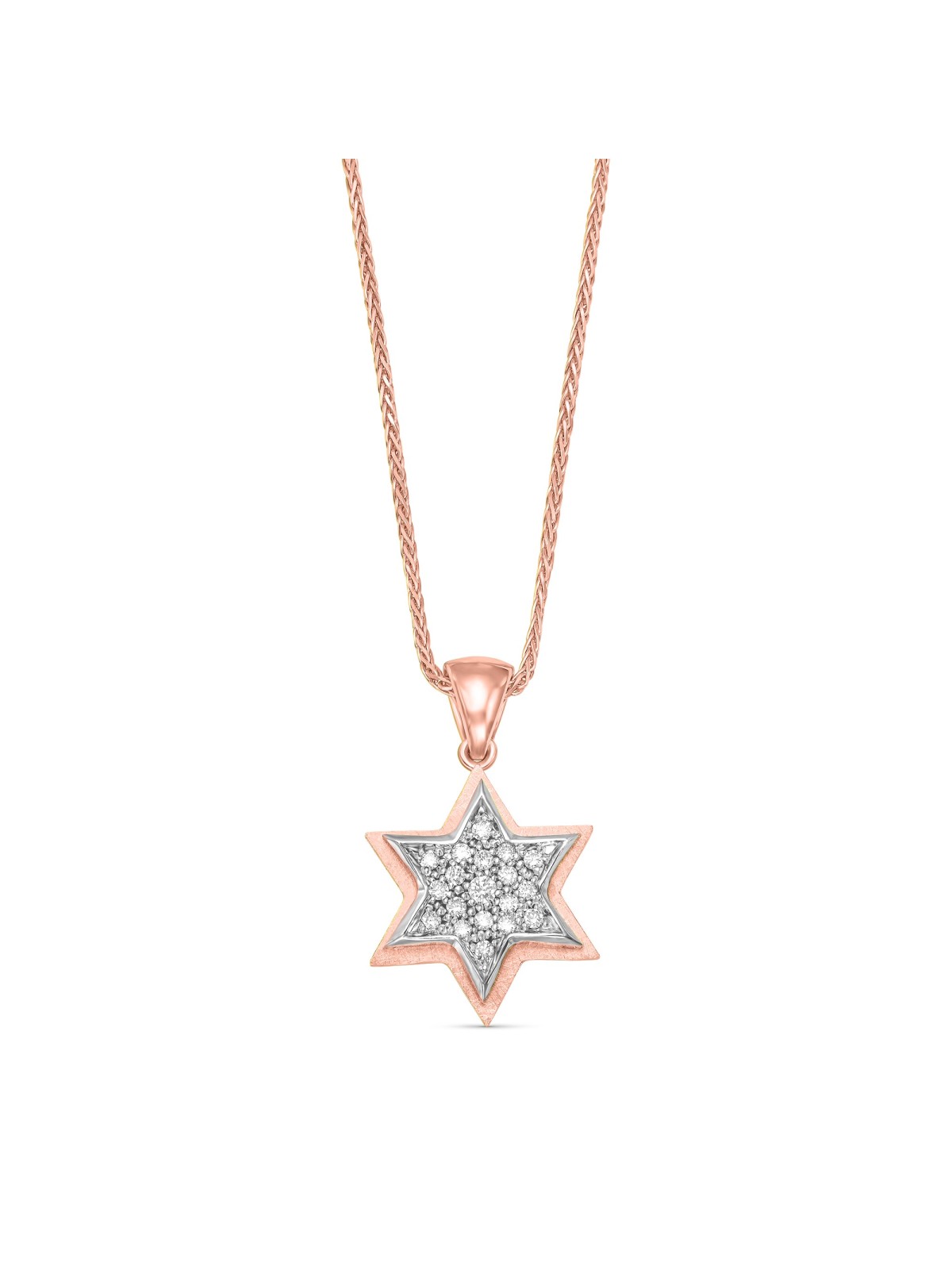 Big Two Layers 14K Gold Magen David Pendant with R , Tu B'Av Gifts , I