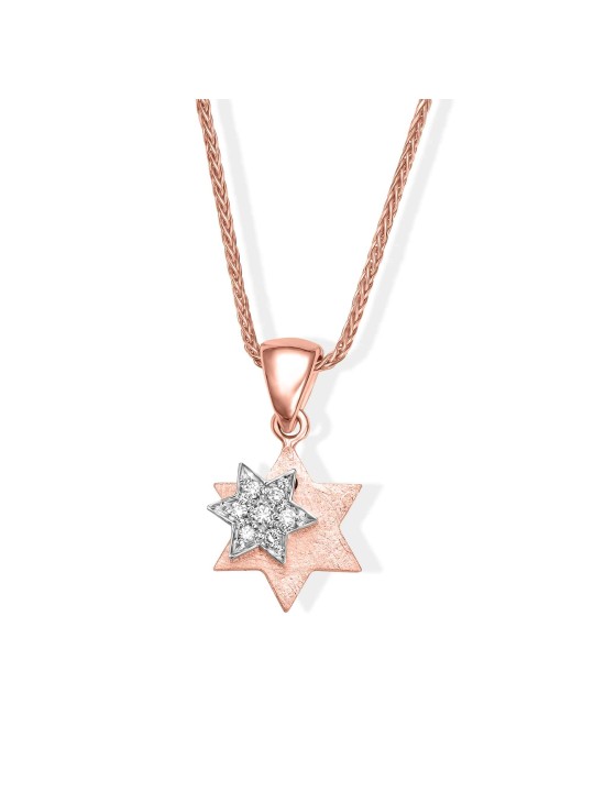Grand pendentif Magen David en or 14 carats à deux couches avec R, cadeaux Tu B'Av, I