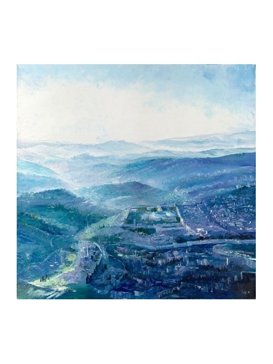 Unique Colorful Painting of Jerusalem Landscape in , Tu B'Av Gifts , I