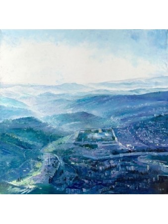 Peinture colorée unique du paysage de Jérusalem dans , Cadeaux Tu B'Av , I