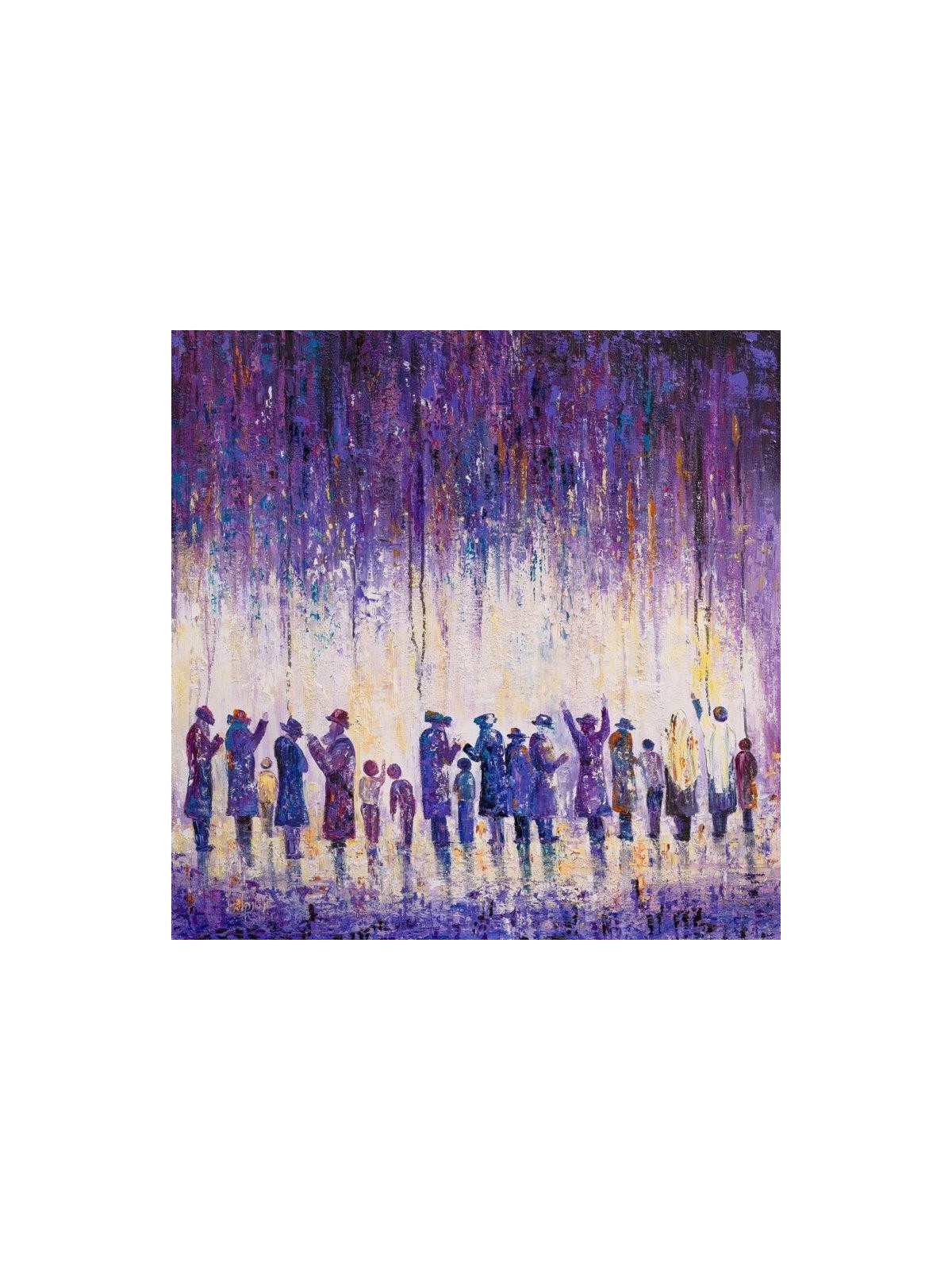 Kotel Prayers in Purple Painting Print , Tu B'Av Gifts , Israeli Judai