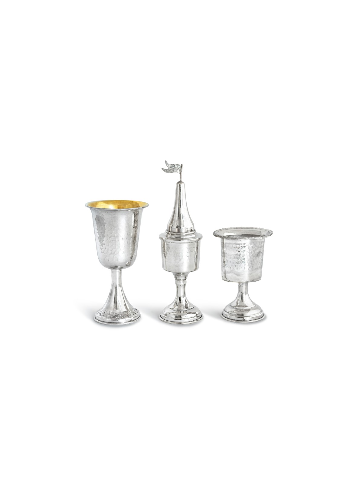 Ensemble Havdalah moderne martelé en argent sterling, cadeaux Tu B'Av, israélien