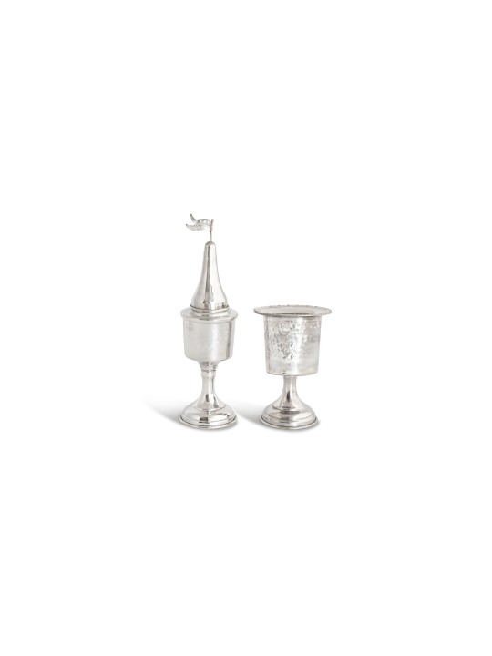 Ensemble Havdalah moderne martelé en argent sterling, cadeaux Tu B'Av, israélien