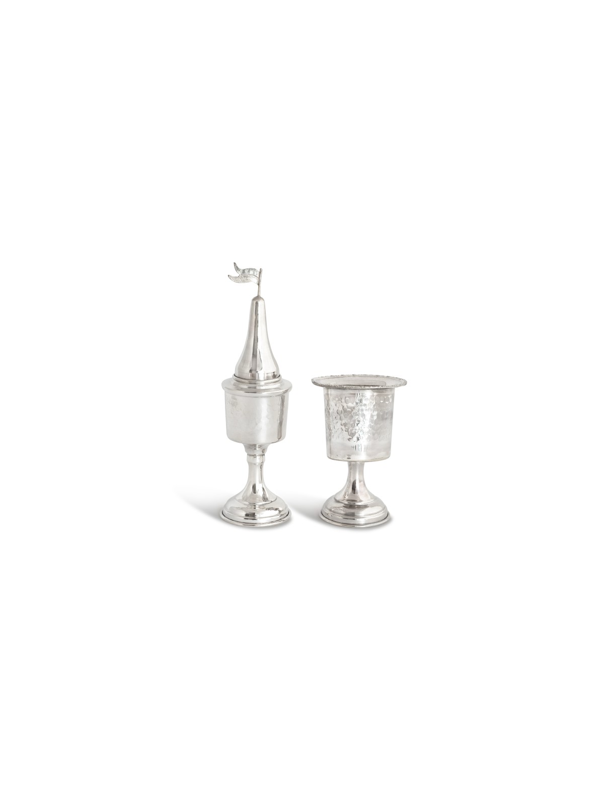 Ensemble Havdalah moderne martelé en argent sterling, cadeaux Tu B'Av, israélien