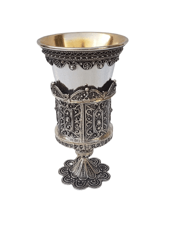 Unique Two Parts Sterling Silver Kiddush Cup , Passover Gifts , Israel