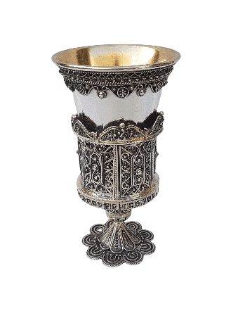 Unique Two Parts Sterling Silver Kiddush Cup , Passover Gifts , Israel