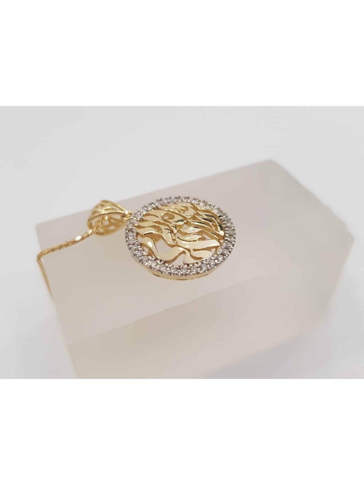Pendentif en or incrusté israélien Shema jaune avec D , Cadeaux Tu B'Av , I