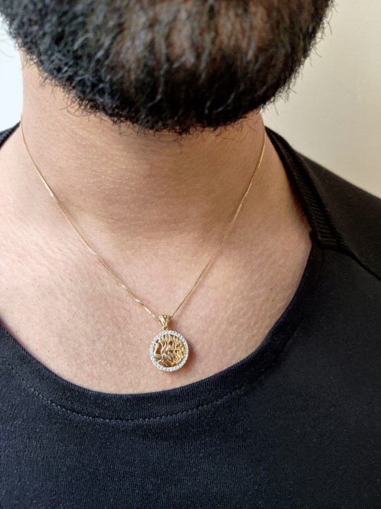 Pendentif en or incrusté israélien Shema jaune avec D , Cadeaux Tu B'Av , I
