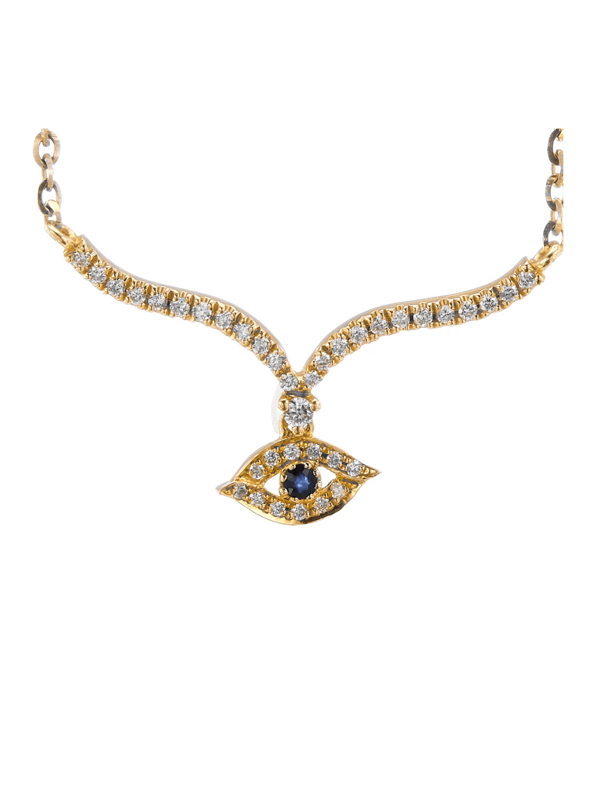 Stunning 14K Gold Evil Eye Necklace with Real Diam , Add 14K Chain , I