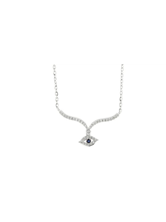 Stunning 14K Gold Evil Eye Necklace with Real Diam , Add 14K Chain , I