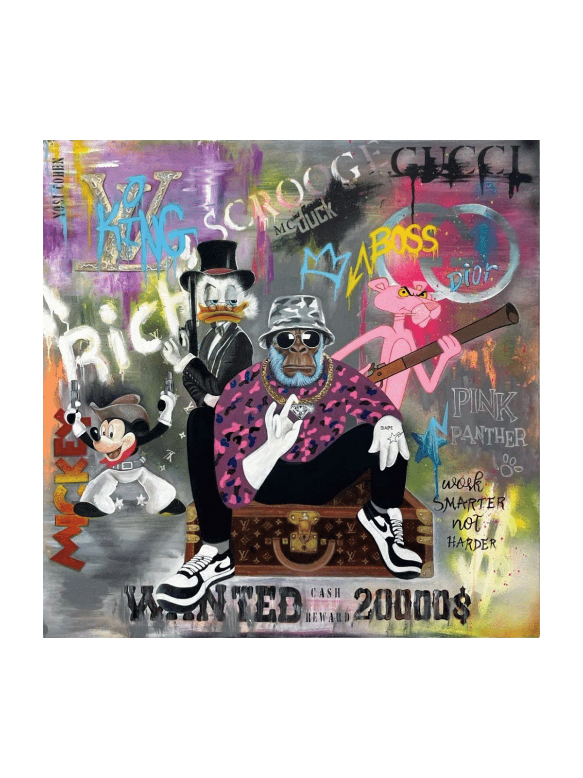 Pop Art Multicolore Mickey Mouse et Big Boss Paint , Tu B'Av Gifts , I
