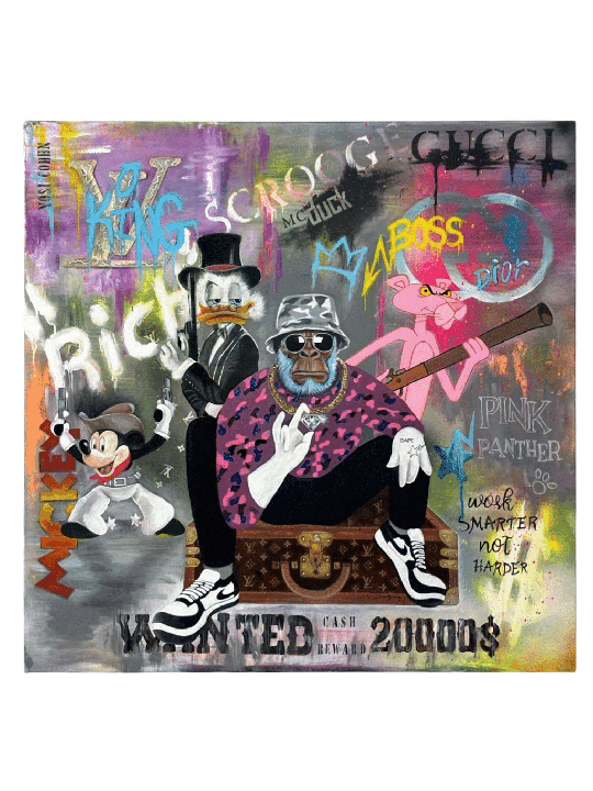 Pop Art Multicolor Mickey Mouse and Big Boss Paint , Tu B'Av Gifts , I
