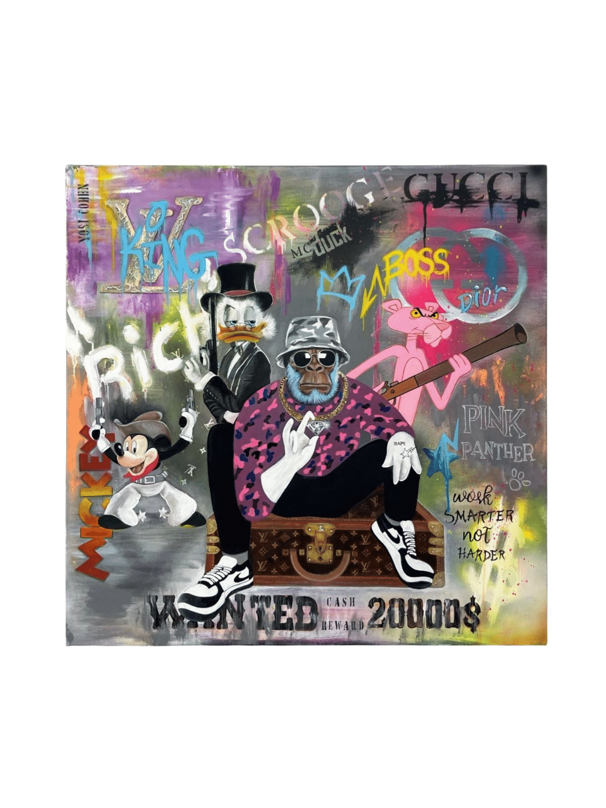 Pop Art Multicolor Mickey Mouse and Big Boss Paint , Tu B'Av Gifts , I