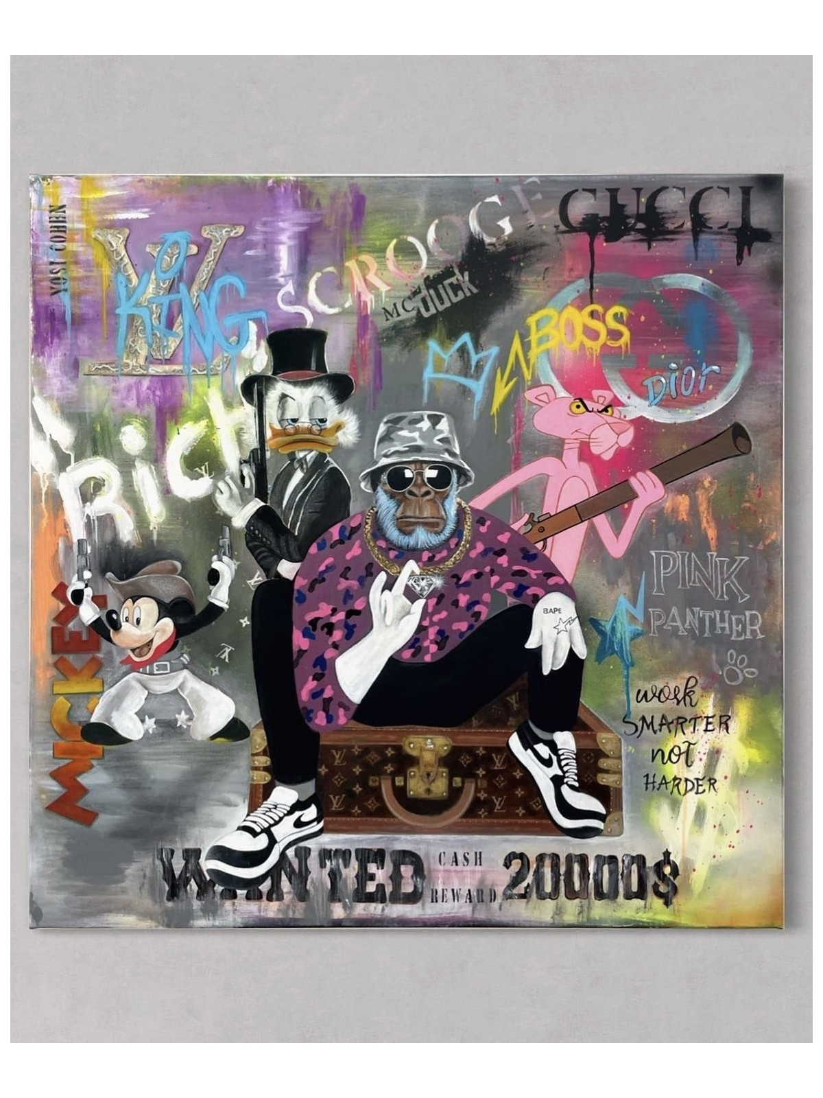 Pop Art Multicolor Mickey Mouse and Big Boss Paint , Tu B'Av Gifts , I