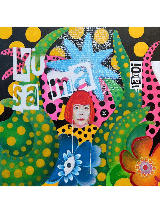 Pop Art Multicolor Yayoi Kusama avec des fleurs - F , Tu B'Av Gifts , I