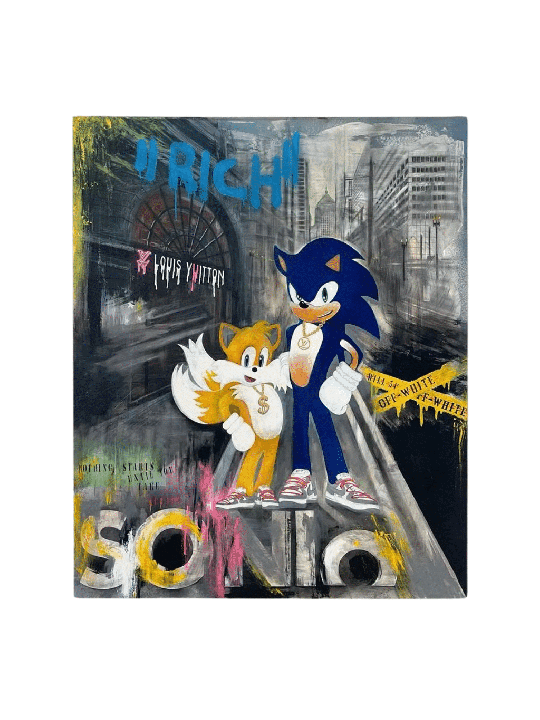Modern Sonic and Tails in Manhattan Acrylic Canvas , Tu B'Av Gifts , I