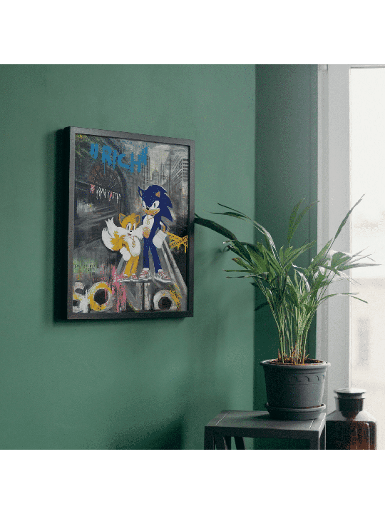 Sonic moderne et Tails dans la toile acrylique de Manhattan , Cadeaux Tu B'Av , I