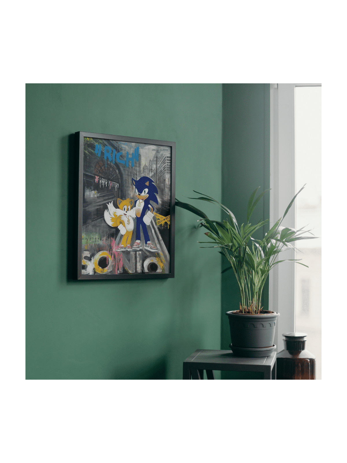 Sonic moderne et Tails dans la toile acrylique de Manhattan , Cadeaux Tu B'Av , I