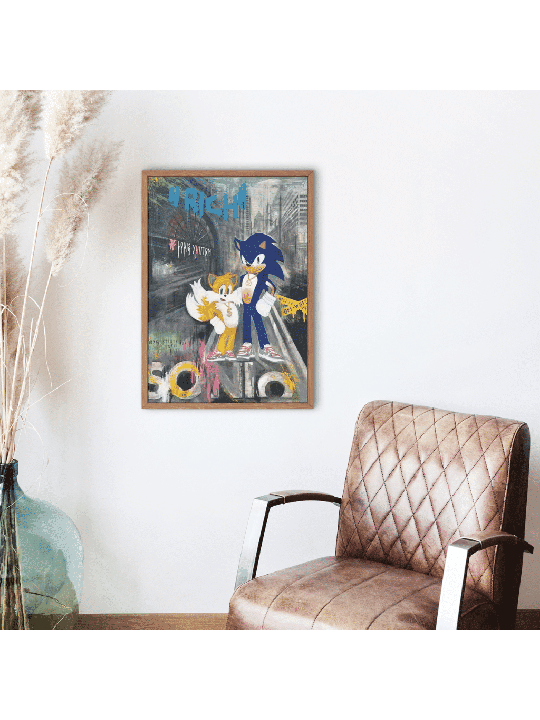 Modern Sonic and Tails in Manhattan Acrylic Canvas , Tu B'Av Gifts , I