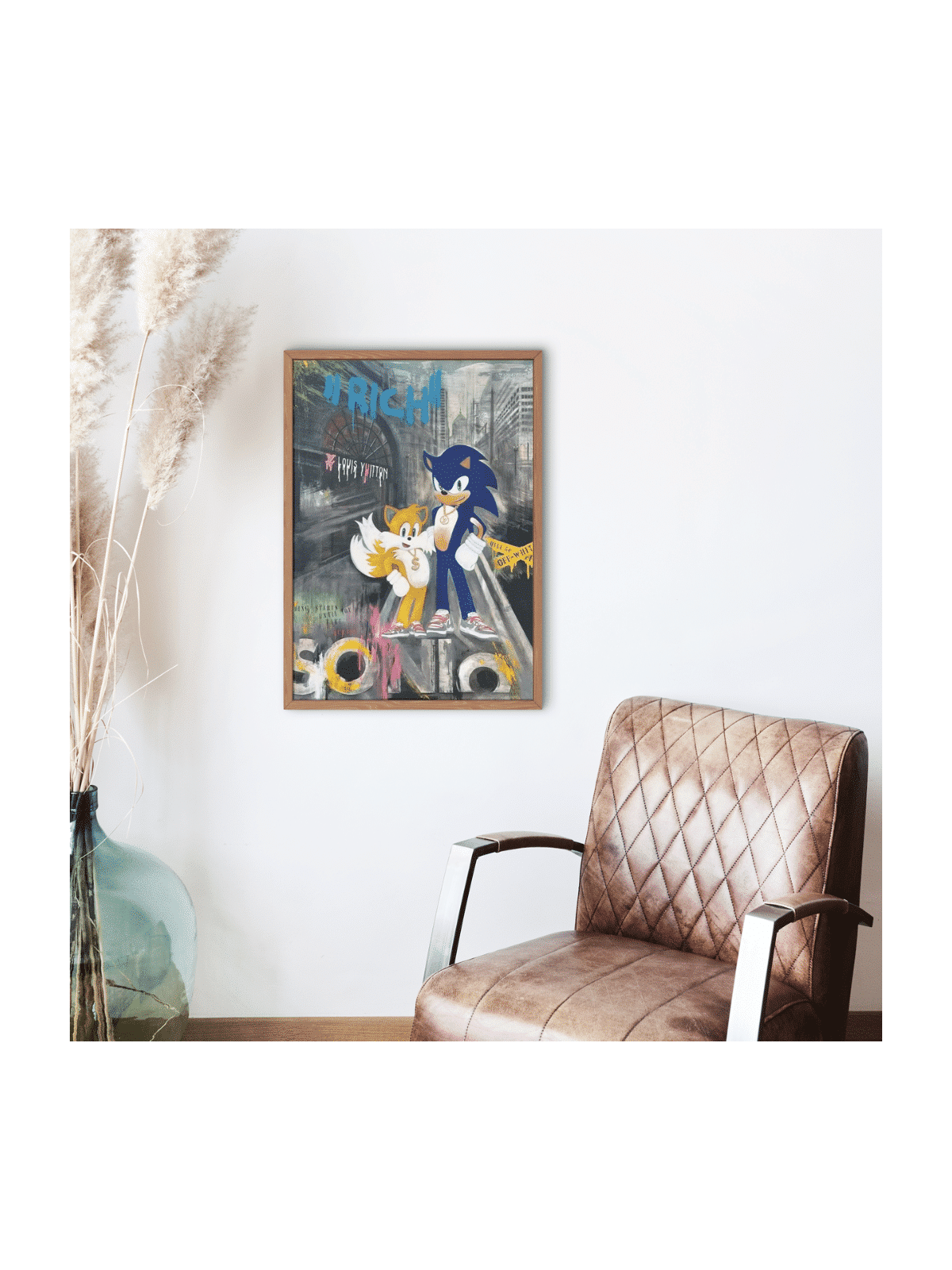 Sonic moderne et Tails dans la toile acrylique de Manhattan , Cadeaux Tu B'Av , I