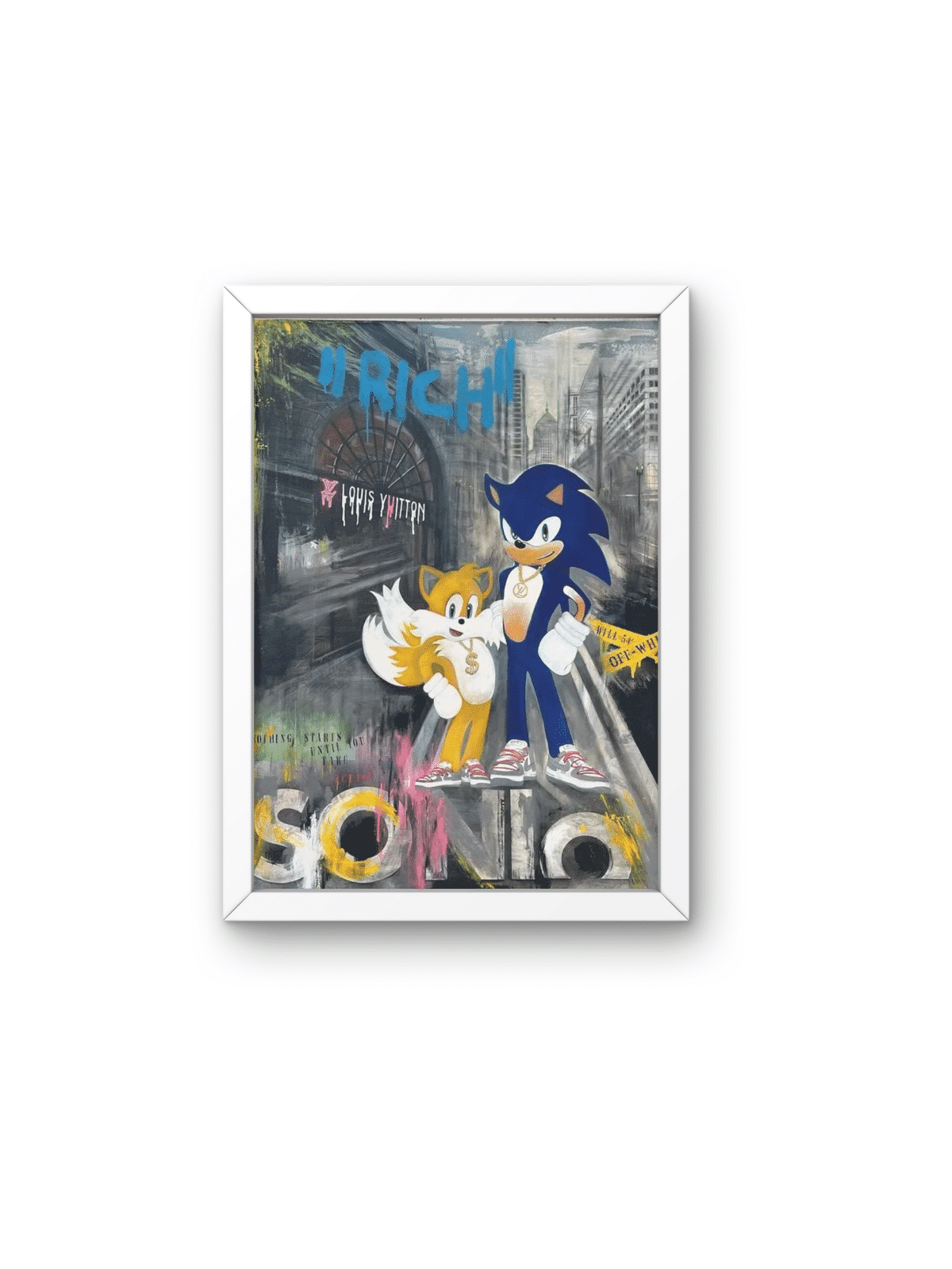 Sonic moderne et Tails dans la toile acrylique de Manhattan , Cadeaux Tu B'Av , I