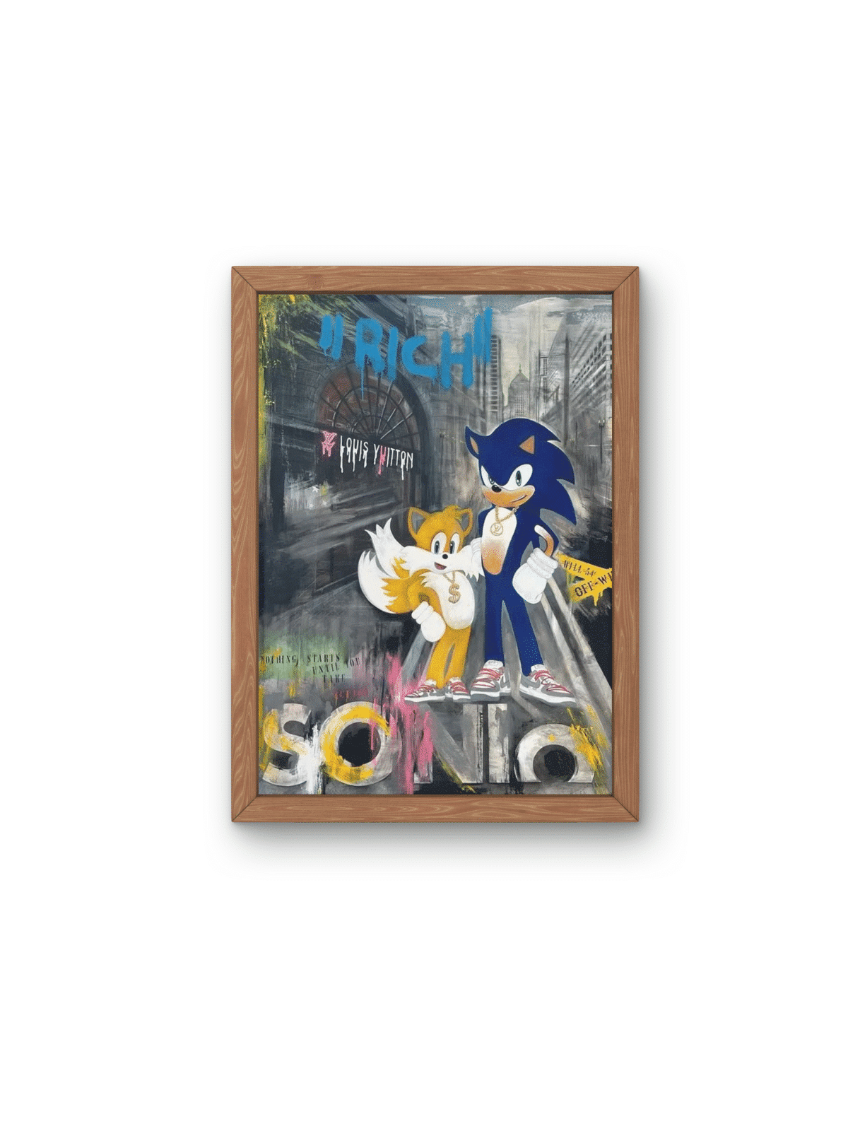 Sonic moderne et Tails dans la toile acrylique de Manhattan , Cadeaux Tu B'Av , I