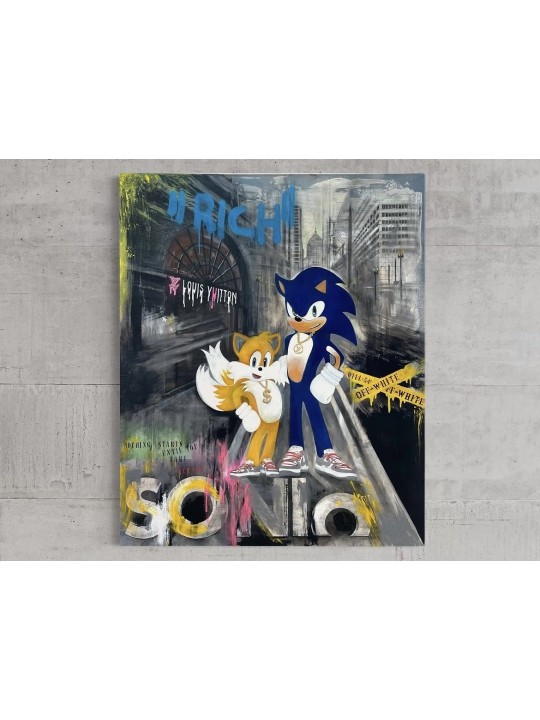 Sonic moderne et Tails dans la toile acrylique de Manhattan , Cadeaux Tu B'Av , I