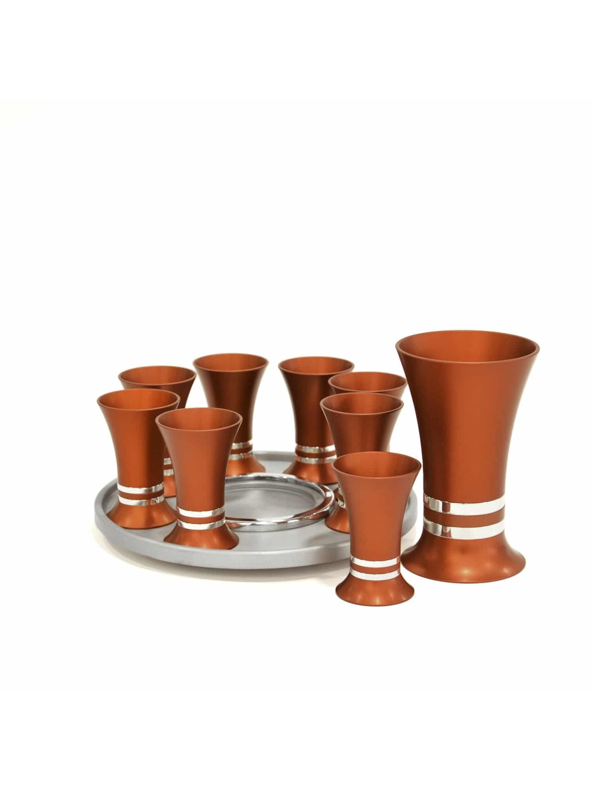 Bel ensemble de liqueurs colorées avec assiette, cadeaux de mariage juif, Isra