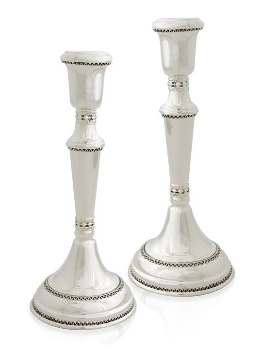 Large Candlesticks with Filigree , Sterling Silver Candlesticks , Isra