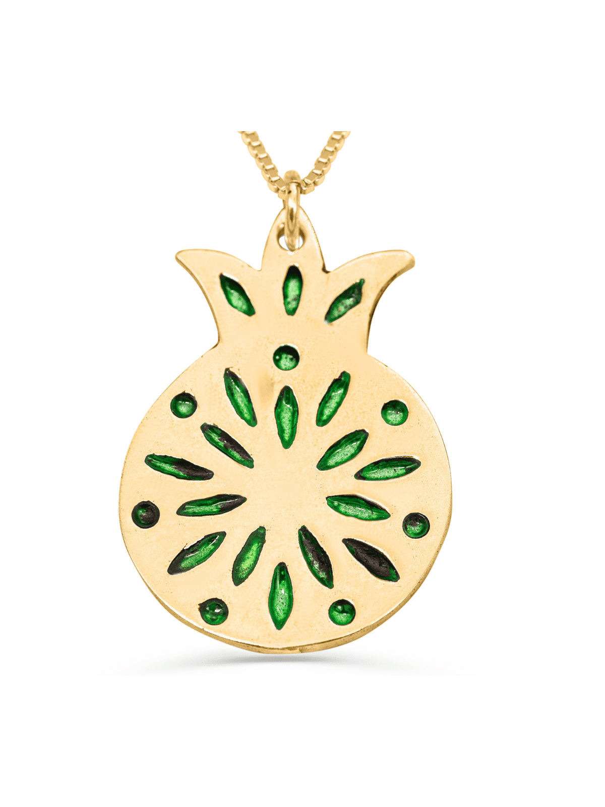 Pomegranate Gold Enameled Pendant , Tu B'Av Gifts , Israeli Judaica