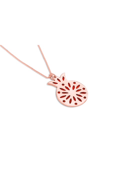 Pendentif émaillé en or grenade, cadeaux Tu B'Av, Judaica israélien