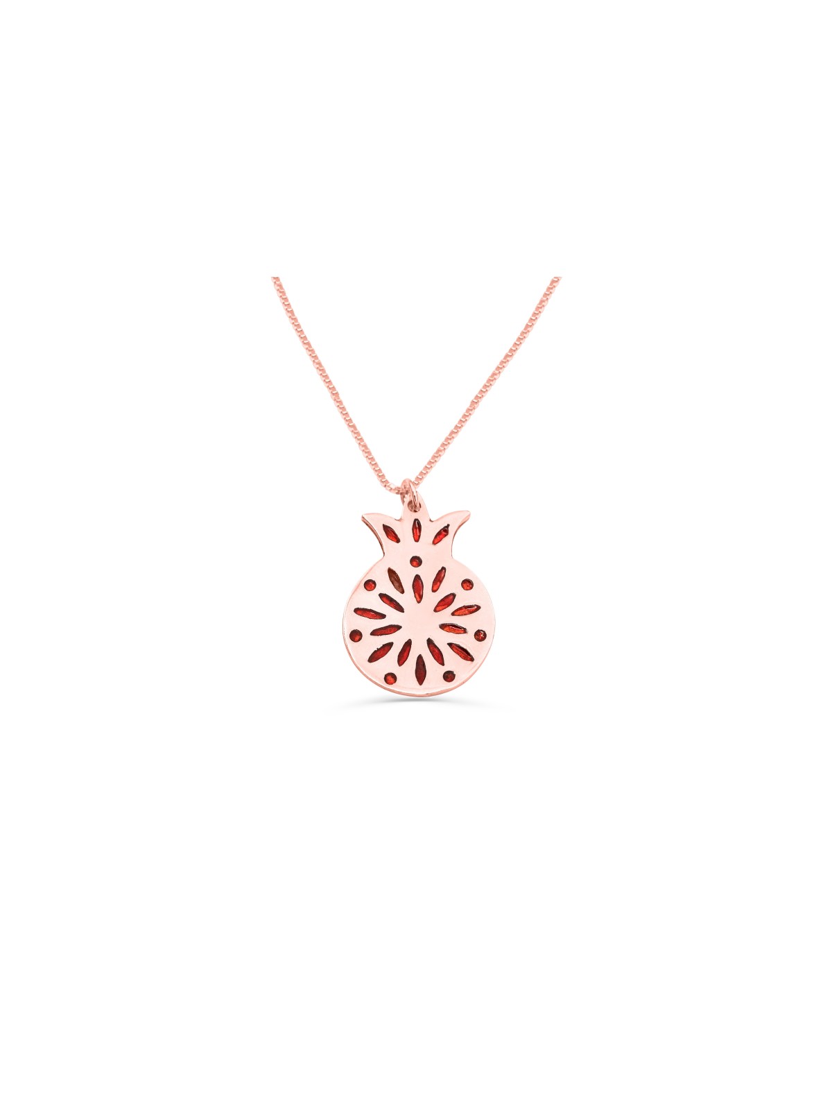 Pendentif émaillé en or grenade, cadeaux Tu B'Av, Judaica israélien