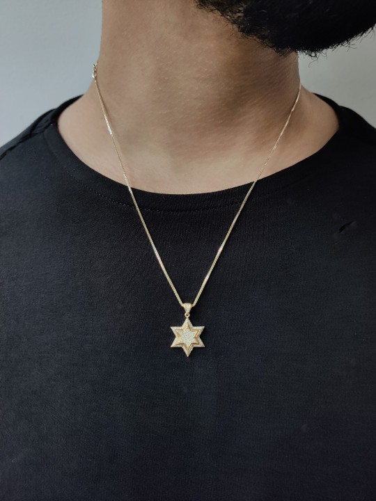 Pendentif Étoile de David Or Jaune Diamant Double L , Tu B'Av Gifts , I