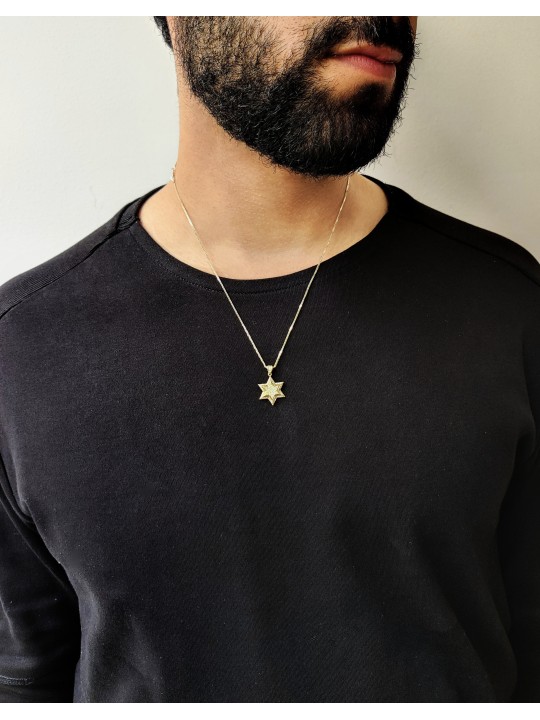 Pendentif Étoile de David Or Jaune Diamant Double L , Tu B'Av Gifts , I