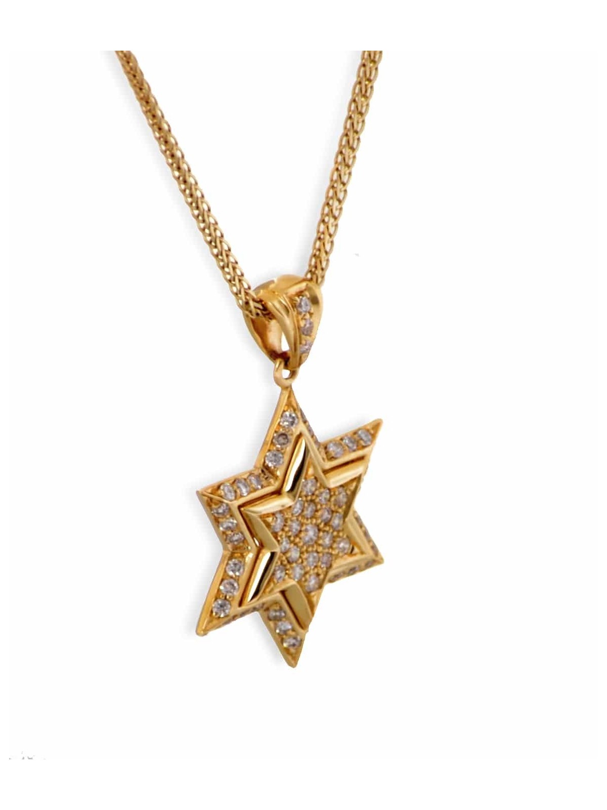 Pendentif Étoile de David Or Jaune Diamant Double L , Tu B'Av Gifts , I