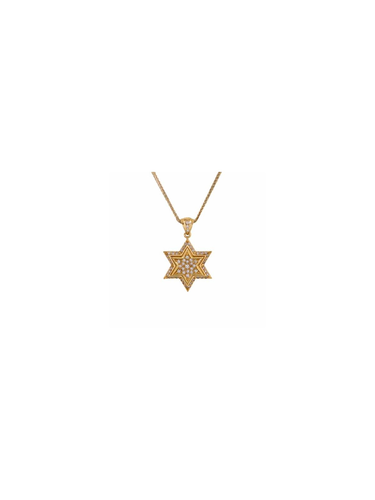 Star of David Yellow Gold Diamond Pendant Double L , Tu B'Av Gifts , I
