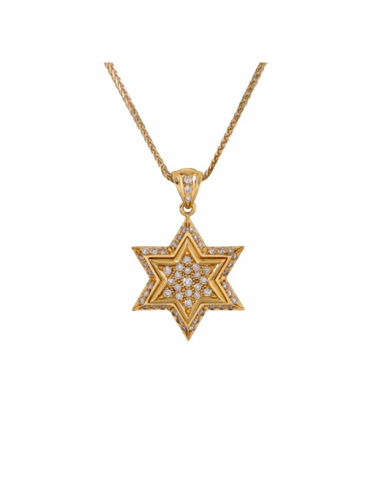 Pendentif Étoile de David Or Jaune Diamant Double L , Tu B'Av Gifts , I