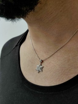 Pendentif étoile de David en or blanc de taille moyenne, cadeaux Tu B'Av, I